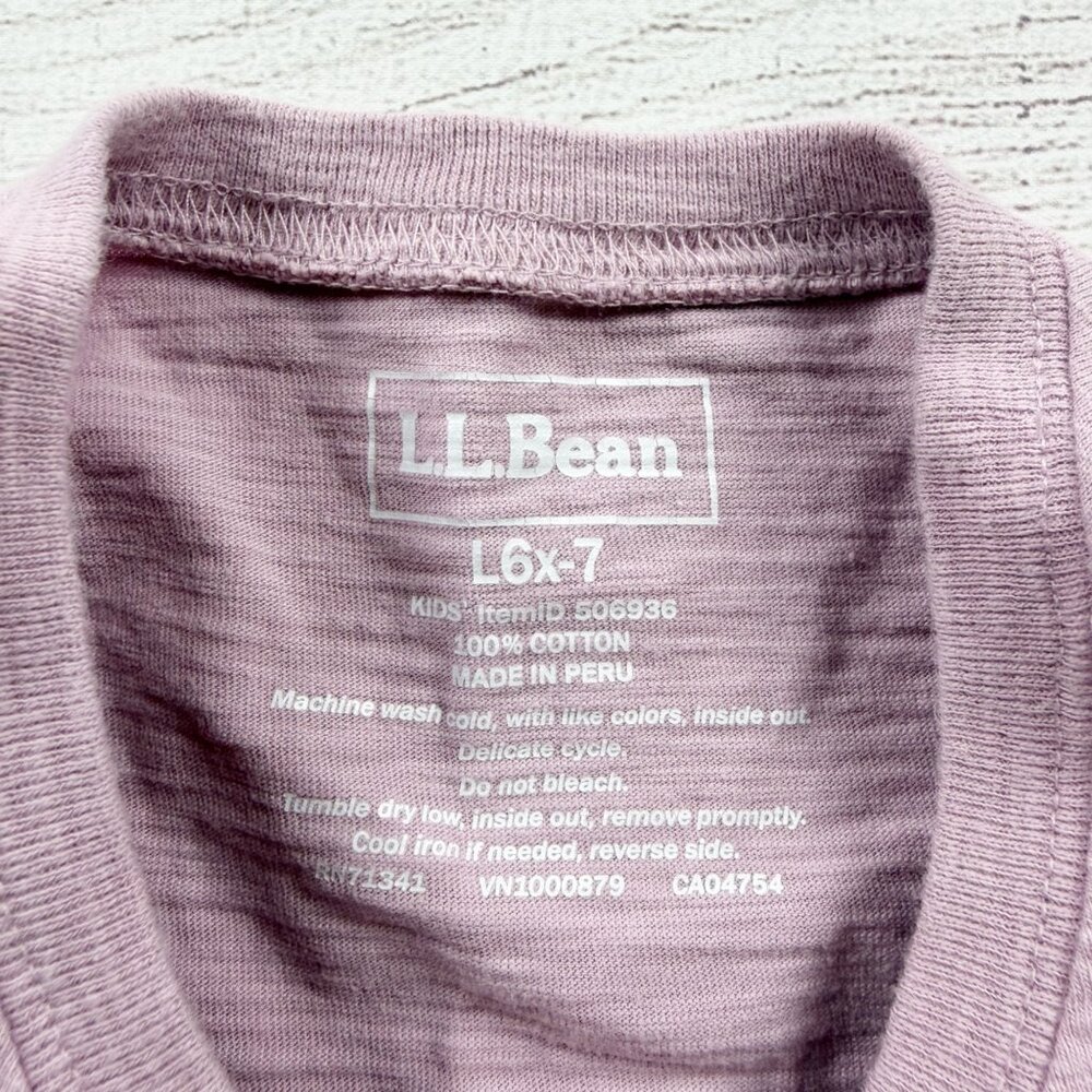 L.L.Bean Girls Feathered Friends T-Shirt Lavender Bird Graphic 6X-7 - Picture 2 of 3